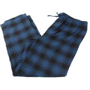 Sonoma Flannel Pajama Pants Men XXL Pockets Drawstring Blue Black Buffalo